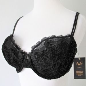 NWOT Versace Black Leopard Velvet Lace Bra